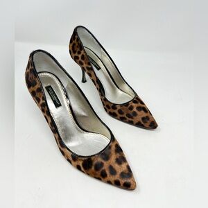 Dolce & Gabbana Vintage Leopard Pony Hair Pointed Toe Heels Size 37